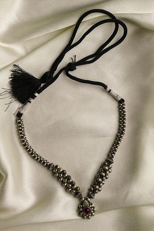TICH Pure Silver Traditional Maharashtrian Neckpiece - Thushi