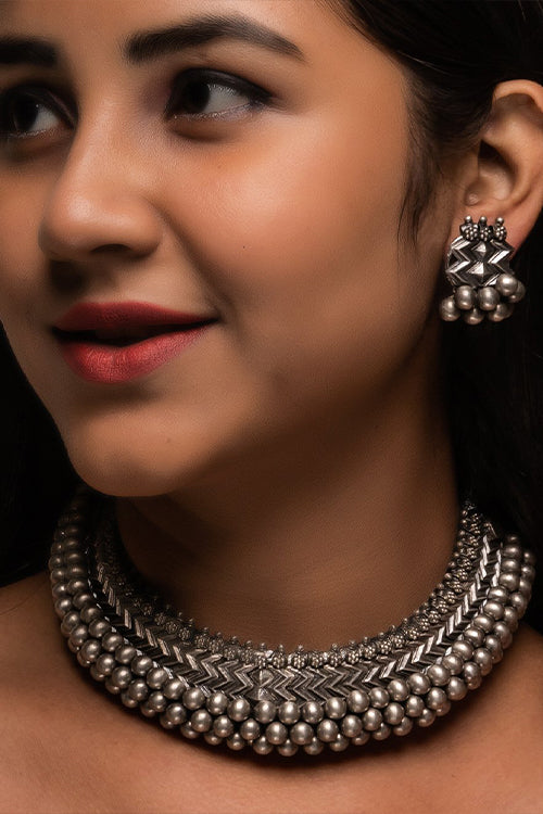 TICH Pure Silver Traditional Maharashtrian Set - Thushi