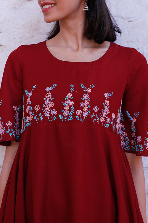 Okhai 'Passion Flowers' Embroidered Rayon Top