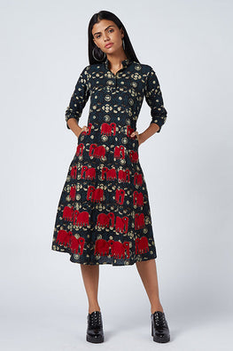 Okhai 'Handicraft Vision' Appliqué Cotton Dress