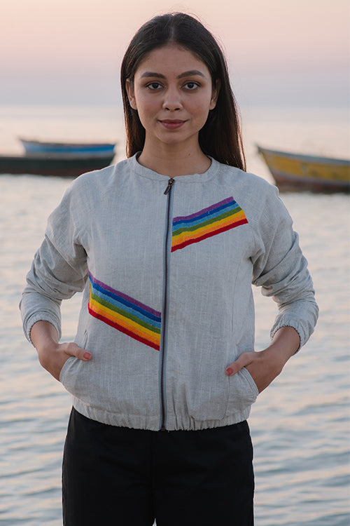 Okhai Sunbeam Cotton Slub Bomber Jacket For Women Online