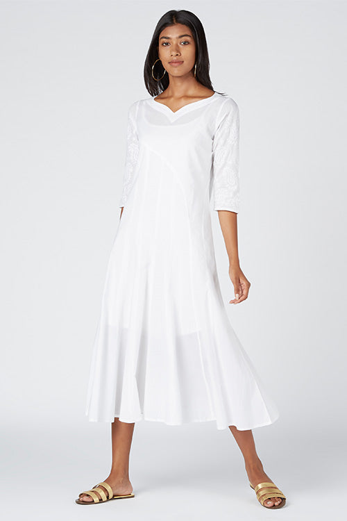 Okhai Selena Cotton White Chikankari Dress For Ladies Online