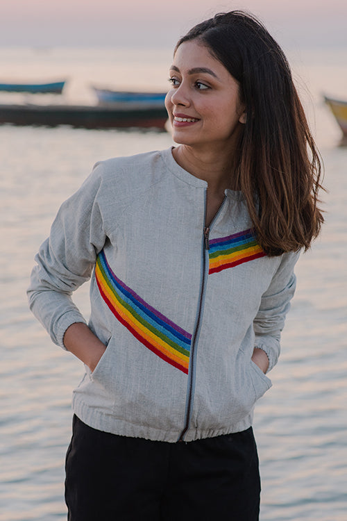 Okhai Sunbeam Cotton Slub Bomber Jacket For Women Online