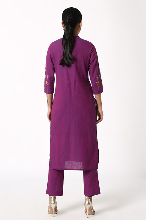 Okhai 'Sweet Sage' Pure Cotton Hand Embroidered Set| Rescue