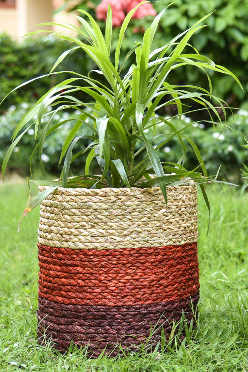 Handmade Sabai Grass Planter Small (Brown)