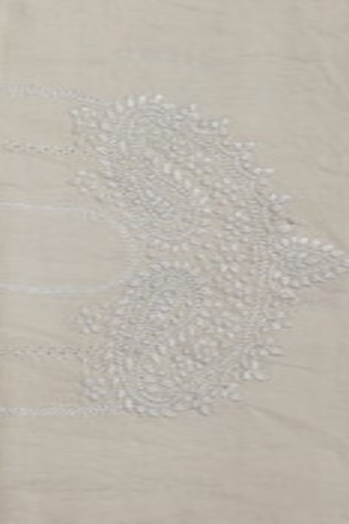 Samuday Crafts White Table Runner With Chikankari Embroidery