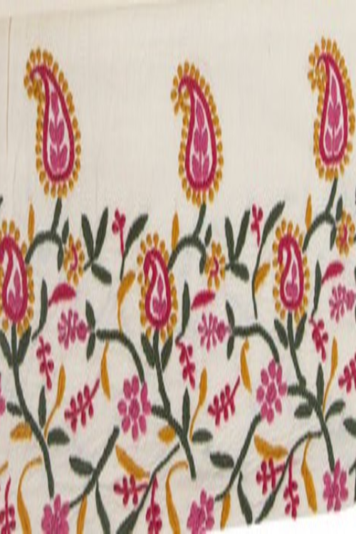 Samuday Crafts Cream Table Runner With Chikankari Embroidery