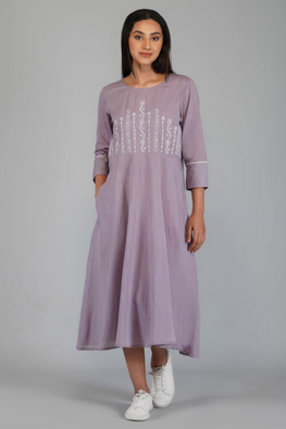 Sufia Hand Embroidered Chikankari Cotton Kurta/ Dress