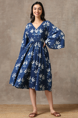 Morning Glory Printed Pure Cotton Summer Dress For Women Online