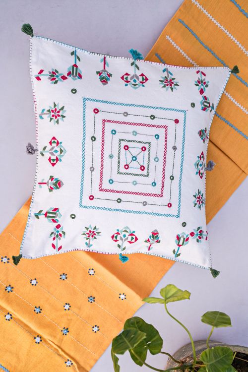 Urmul 'Sadarsh'Handembroidered Cushion Cover