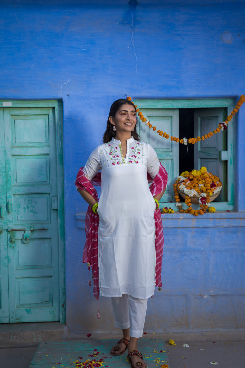 Buy Jaipur Kurti White Cotton Pants for Women Online  Tata CLiQ
