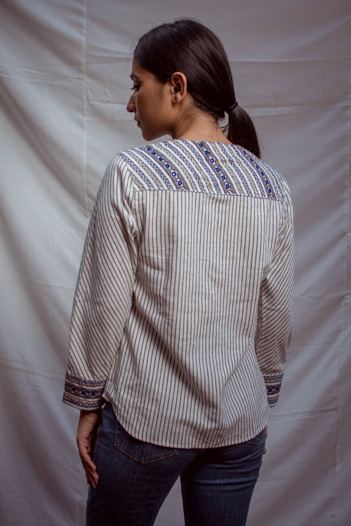 Urmul 'Stav' Handloom Embroidered Shirt.