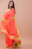Elegant Resham Matka  Bengal  Silk Saree - Peach & Lime