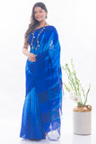 Elegant Bengal Royal Blue Handwoven Matka Silk Shibori Saree Online 