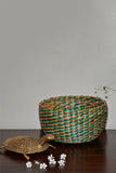 Dharini Water Hyacinth Round Basket (Green-Natural)