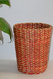 Dharini Water Hyacinth Waste Paper Basket (Red Natural)
