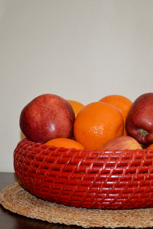 Dharini Cane Fruit & Utility Basket (Red)