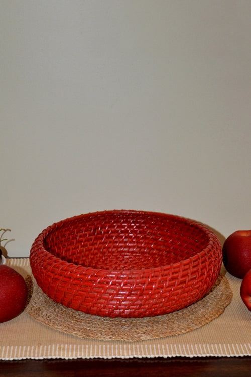 Dharini Cane Fruit & Utility Basket (Red)