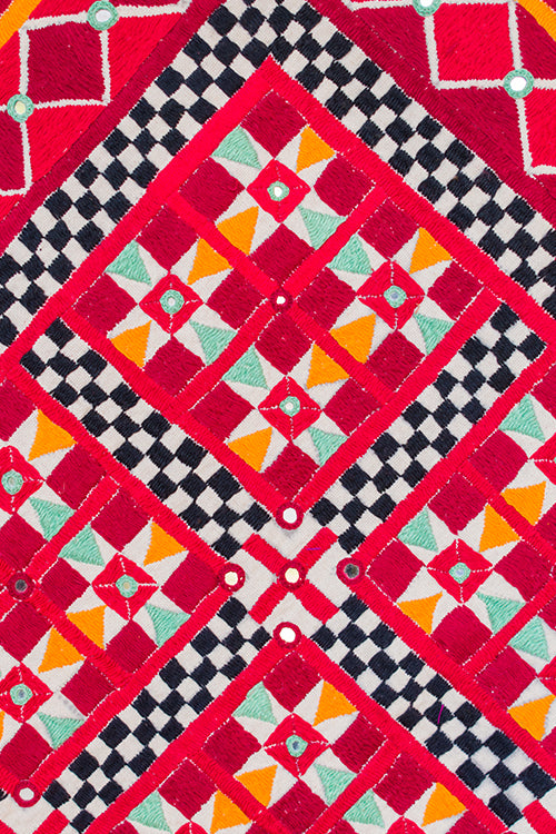 Okhai 'AABHA' Hand Embroidered Mirror Work Pure Cotton Wall Hanging