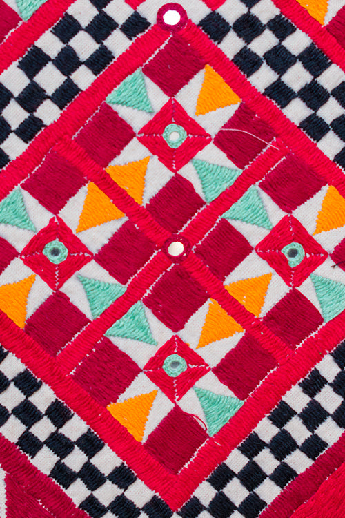 Okhai 'AABHA' Hand Embroidered Mirror Work Pure Cotton Wall Hanging