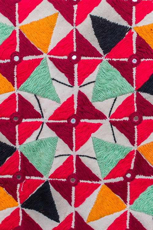 Okhai 'AAINA' Hand Embroidered Mirror Work Pure Cotton Wall Hanging