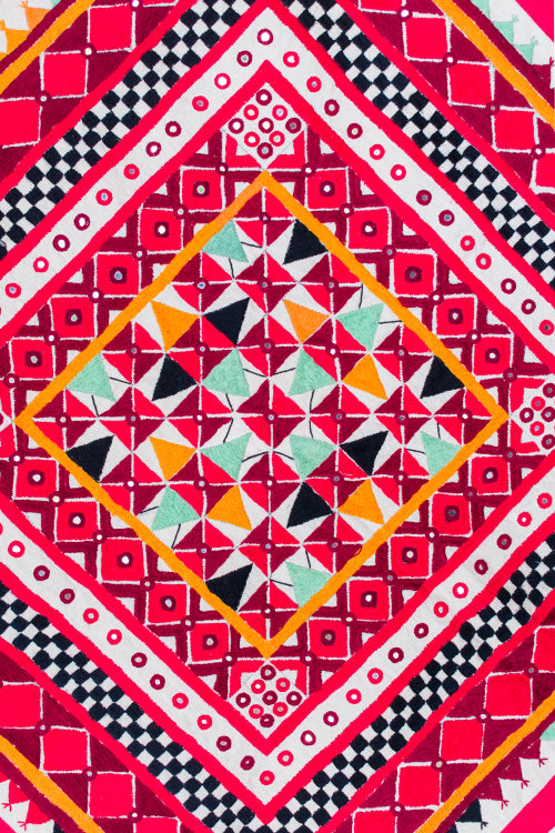 Okhai 'AAINA' Hand Embroidered Mirror Work Pure Cotton Wall Hanging