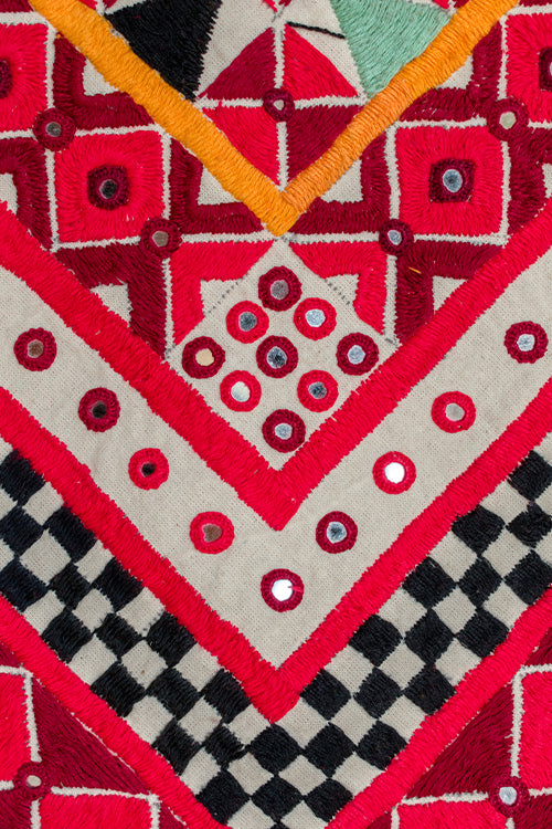 Okhai 'AAINA' Hand Embroidered Mirror Work Pure Cotton Wall Hanging