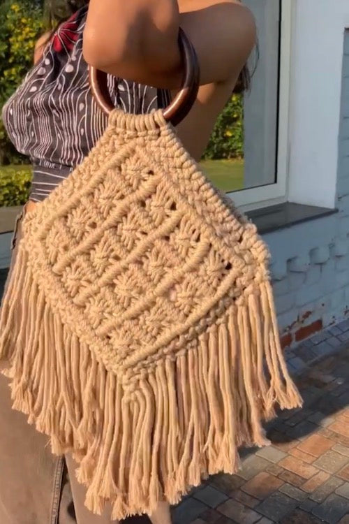 House Of Macrame 'Heer' Handbag - Beige