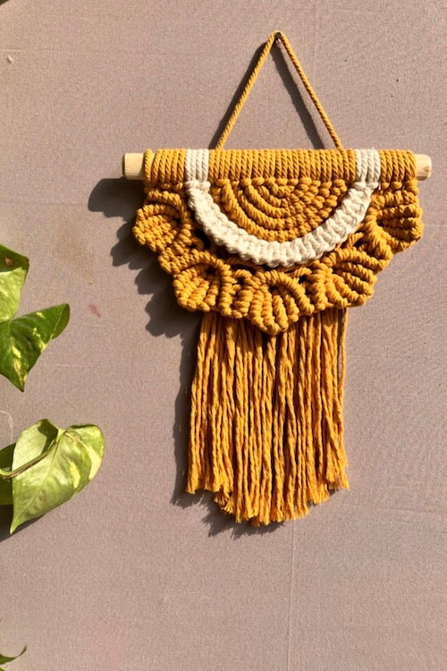 House Of Macrame 'Kyaari' Wall-Hanging - Mustard