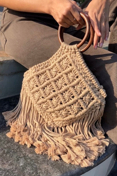 House Of Macrame 'Heer' Handbag - Beige