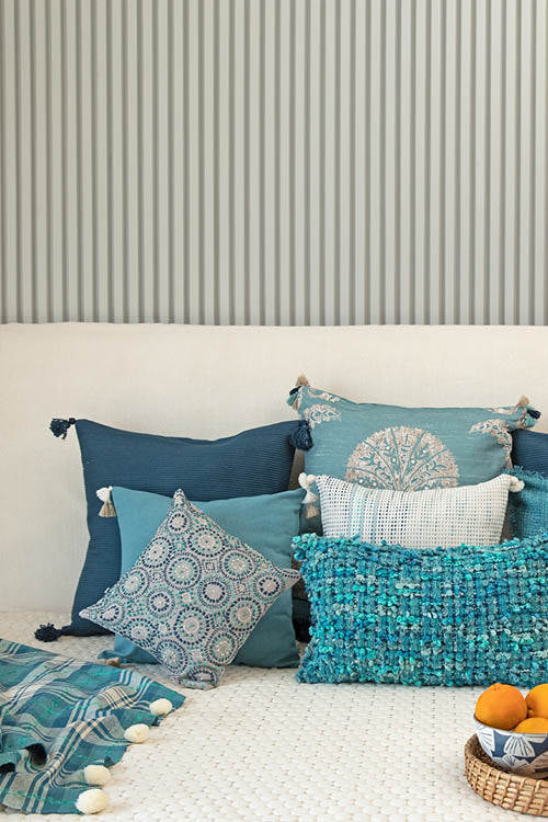 Onset Homes Wreath Cushion Cover-Teal