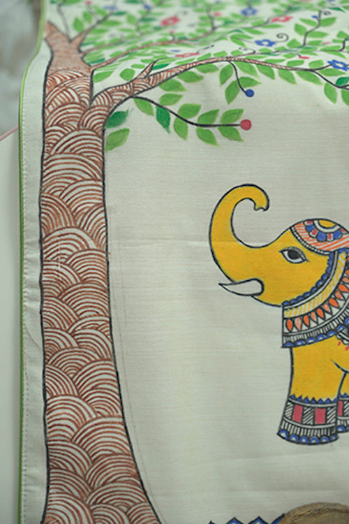 Diorama Designs Chanderi Silk Handpainted Elephant Table Mat