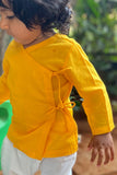 Whitewater Kids Unisex Organic Yellow Angrakha Top With White Pants