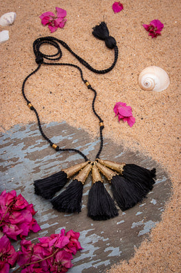 Miharu Handmade Five Pendant Brass Necklace
