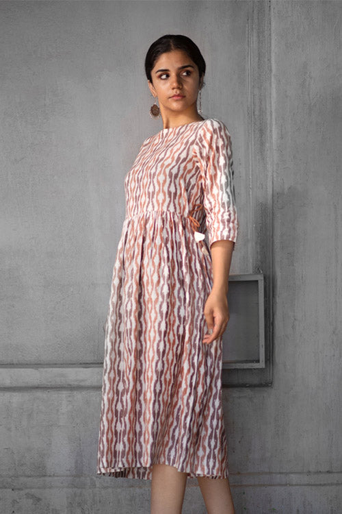 Pink Cotton Woven Design Tiered Western Dress – aniqart