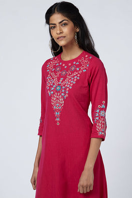 Okhai 'Gulmarg' Embroidered Cotton Handloom Dress