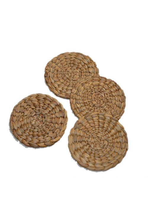 Dharini Water Hyacinth Round Coasters (Set of 4)