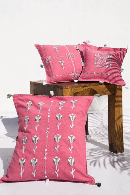 Urmul 'Kusumkar'Handembroidered Cushion Cover
