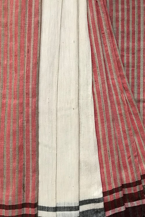 Bun.Kar Bihar 'Manjushree' Handwoven Cotton-Silk Stripe Saree-27