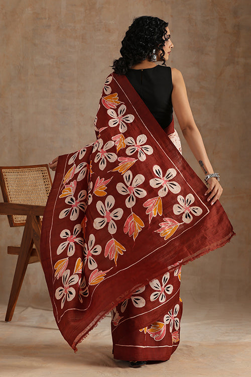 GC 'Iris' Handwoven Hand Batik Pure Silk With Silkmark Saree