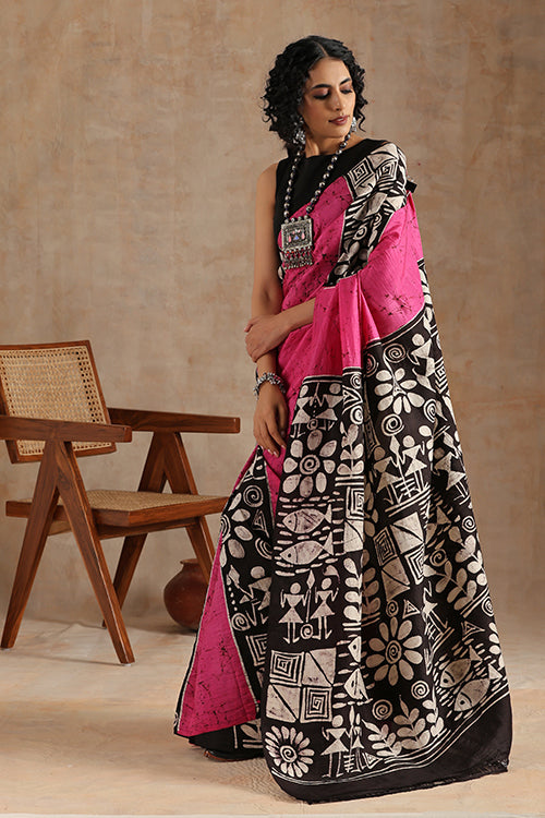 GC 'Art' Handwoven Hand Batik Pure Silk With Silkmark Saree