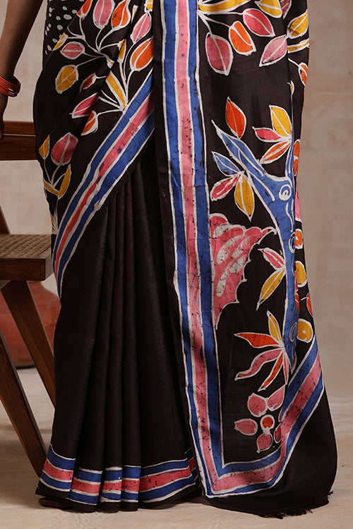 GC 'Mermaid' Handwoven Hand Batik Pure Silk With Silkmark Saree