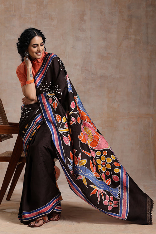 GC 'Mermaid' Handwoven Hand Batik Pure Silk With Silkmark Saree