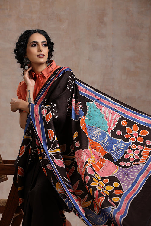 GC 'Mermaid' Handwoven Hand Batik Pure Silk With Silkmark Saree
