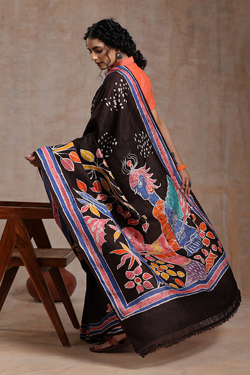 GC 'Mermaid' Handwoven Hand Batik Pure Silk With Silkmark Saree