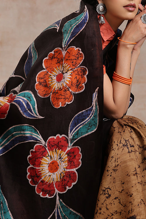 GC 'Lily' Handwoven Hand Batik Pure Silk With Silkmark Saree