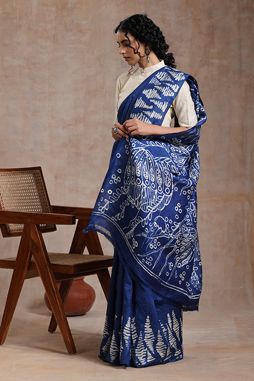 GC 'Ocean' Handwoven Hand Batik Pure Silk With Silkmark Saree