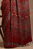 Ajrakh Print Modal Red Saree | Jabbar Khatri