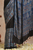 Riyaz Khatri Traditional Ajrakh Hand Block Printed  And Natural Dye Modal Saree