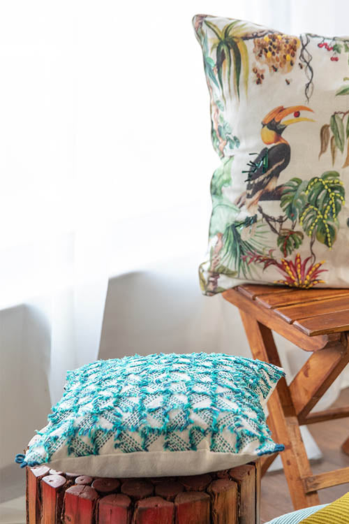 Onset Homes Ruffle Cushion Cover -Teal